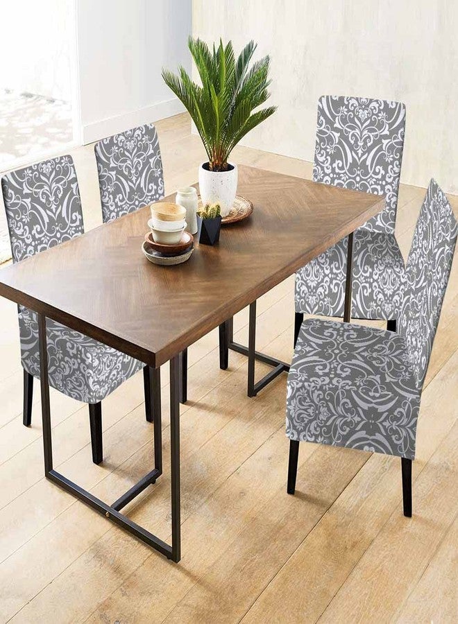 Numland 1 Pack Luxury Damask Texture Dining Room Chair Covers Royal Elegant Floral Pattern Modern Ornament Short Stretchable Polyester Removable Washable for Home Restaurant Banquet - Image 3